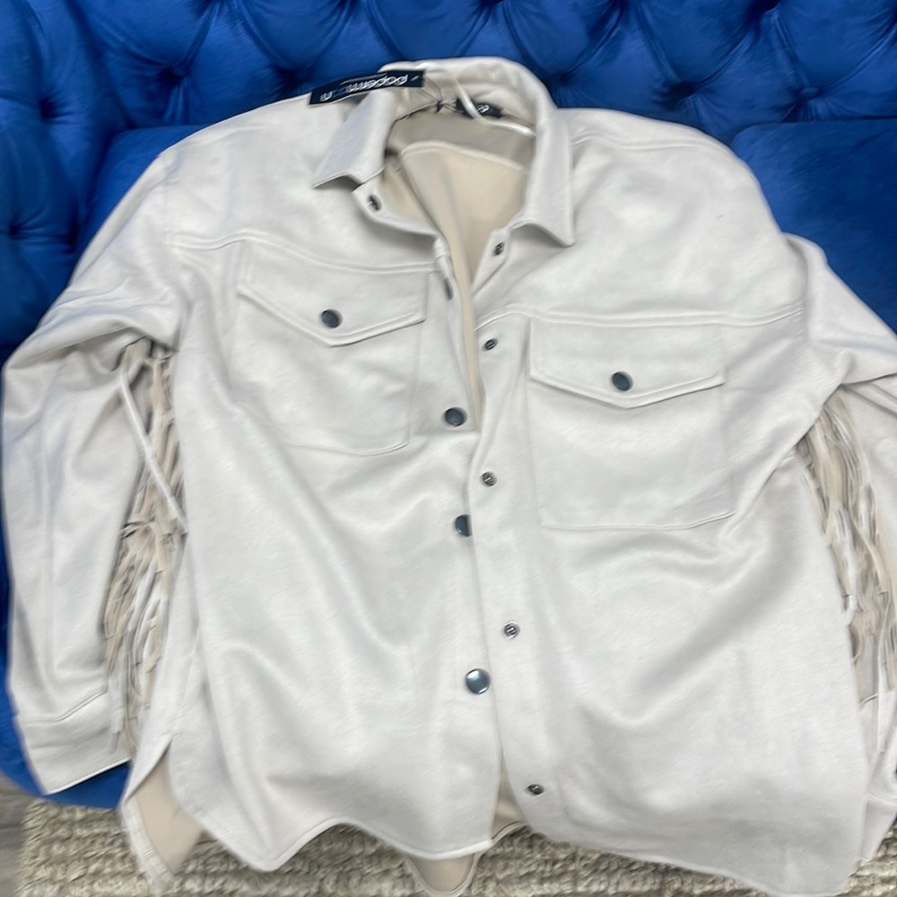 Jacket/Button down faux suede fringe shirt